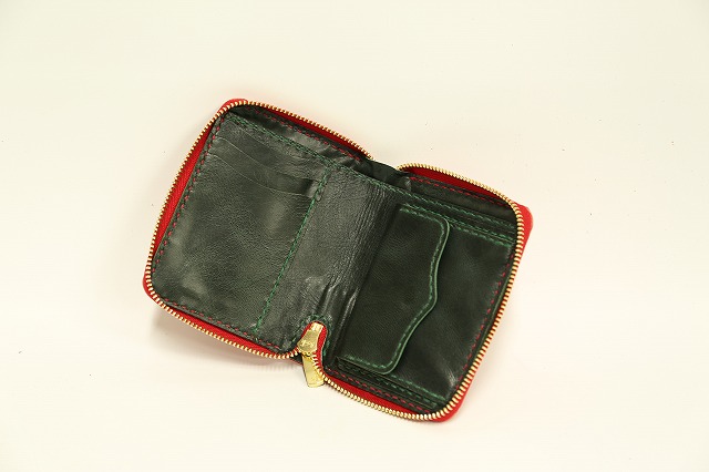イタリアンタンニン鞣しトスカーナレザー使用ラウンドファスナーハーフウォレット（二つ折り財布）フルカスタムオーダー