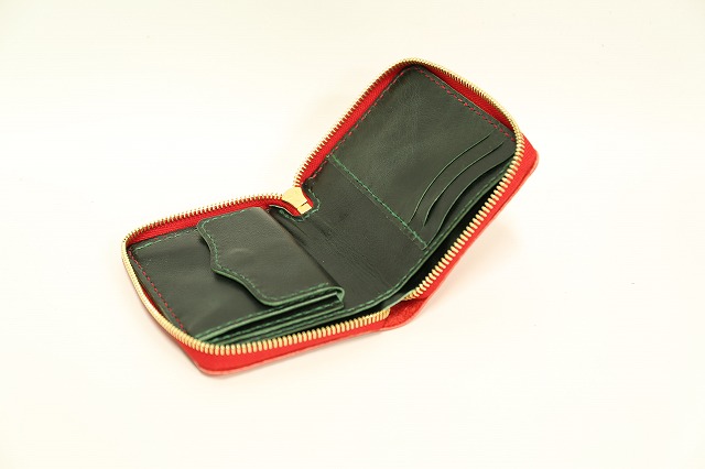 イタリアンタンニン鞣しトスカーナレザー使用ラウンドファスナーハーフウォレット（二つ折り財布）フルカスタムオーダー