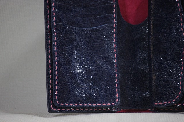 国産ピットタンニン鞣し牛革グロスレザー 使用 セミロングウォレット（二つ折り財布）特注カスタムオーダーメイド