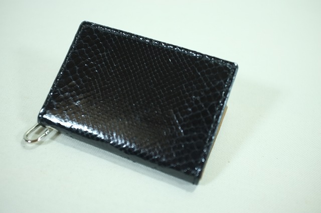 ヘビ革 ダイヤモンドパイソンブラック 使用 パスケース ウォレットロープ付 特注フルオーダーメイド